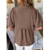 image:imageAstylish Womens Dressy Smocked V Neck Babydoll Peplum Tops Summer Puff Sleeve Cute Elegant Ruffle Blouse ShirtCoffee