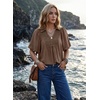 image:imageAstylish Womens Dressy Smocked V Neck Babydoll Peplum Tops Summer Puff Sleeve Cute Elegant Ruffle Blouse ShirtCoffee