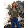 image:imageAstylish Womens Dressy Smocked V Neck Babydoll Peplum Tops Summer Puff Sleeve Cute Elegant Ruffle Blouse ShirtVineyard Green