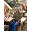 image:imageAstylish Womens Dressy Smocked V Neck Babydoll Peplum Tops Summer Puff Sleeve Cute Elegant Ruffle Blouse ShirtVineyard Green