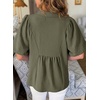 image:imageAstylish Womens Dressy Smocked V Neck Babydoll Peplum Tops Summer Puff Sleeve Cute Elegant Ruffle Blouse ShirtVineyard Green