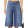 image:imageAstylish Womens High Waisted Wide Leg Denim Shorts Stretchy Trendy Utility Jorts Oversized Patch Pockets Bermuda Jean ShortBeau Blue