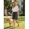 image:imageAstylish Womens High Waisted Wide Leg Denim Shorts Stretchy Trendy Utility Jorts Oversized Patch Pockets Bermuda Jean ShortBlack