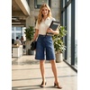 image:imageAstylish Womens High Waisted Wide Leg Denim Shorts Stretchy Trendy Utility Jorts Oversized Patch Pockets Bermuda Jean ShortBluing
