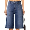 image:imageAstylish Womens High Waisted Wide Leg Denim Shorts Stretchy Trendy Utility Jorts Oversized Patch Pockets Bermuda Jean ShortBluing