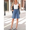 image:imageAstylish Womens High Waisted Wide Leg Denim Shorts Stretchy Trendy Utility Jorts Oversized Patch Pockets Bermuda Jean ShortSky Blue