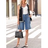 image:imageAstylish Womens High Waisted Wide Leg Denim Shorts Stretchy Trendy Utility Jorts Oversized Patch Pockets Bermuda Jean ShortSky Blue