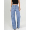 image:imageAstylish Womens Wide Leg Jeans High Waisted Double Buttons Stretchy Straight Leg Jean Trendy Denim Pants Big PocketsLight Blue