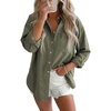 image:imageAstylish Women Denim Shirts Button Down Blouse V Neck Casual TopsT Green