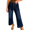 image:imageAstylish Womens 2026 Stretchy Wide Leg High Waisted Jeans Tummy Control Casual Cropped Ankle Denim PantsY Blue