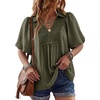 image:imageAstylish Womens Dressy Smocked V Neck Babydoll Peplum Tops Summer Puff Sleeve Cute Elegant Ruffle Blouse ShirtVineyard Green