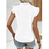 image:imageAstylish Womens 2026 Floral Chiffon Blouses V Neck Ruffle Sleeve Fitted Tops Boho Chic Tank ShirtsY Solid White