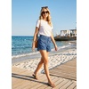 image:imageAstylish Womens Casual Jean Shorts High Waisted Flap Cargo Pockets Denim Shorts Stretchy Summer Hot Short JortsAshleigh Blue