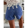 image:imageAstylish Womens Casual Jean Shorts High Waisted Flap Cargo Pockets Denim Shorts Stretchy Summer Hot Short JortsAshleigh Blue