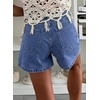 image:imageAstylish Womens Casual Jean Shorts High Waisted Flap Cargo Pockets Denim Shorts Stretchy Summer Hot Short JortsBeau Blue