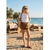 image:imageAstylish Womens Casual Jean Shorts High Waisted Flap Cargo Pockets Denim Shorts Stretchy Summer Hot Short JortsBrown