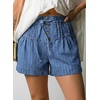 image:imageAstylish Womens High Waisted Shorts Jean Stretchy Casual Fashion Trendy Striped Button Front Denim ShortsAshleigh Blue