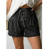 image:imageAstylish Womens High Waisted Shorts Jean Stretchy Casual Fashion Trendy Striped Button Front Denim ShortsBlack