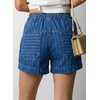 image:imageAstylish Womens High Waisted Shorts Jean Stretchy Casual Fashion Trendy Striped Button Front Denim ShortsBluing
