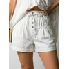 image:imageAstylish Womens High Waisted Shorts Jean Stretchy Casual Fashion Trendy Striped Button Front Denim ShortsWhite