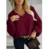 image:imageAstylish Womens Scalloped V Neck Ruffle Blouse Lantern Sleeves Tops Chiffon Office Work Trendy Dressy Blouses ShirtsBurgundy