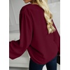 image:imageAstylish Womens Scalloped V Neck Ruffle Blouse Lantern Sleeves Tops Chiffon Office Work Trendy Dressy Blouses ShirtsBurgundy