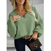 image:imageAstylish Womens Scalloped V Neck Ruffle Blouse Lantern Sleeves Tops Chiffon Office Work Trendy Dressy Blouses ShirtsGrass Green