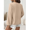 image:imageAstylish Womens Scalloped V Neck Ruffle Blouse Lantern Sleeves Tops Chiffon Office Work Trendy Dressy Blouses ShirtsKhaki