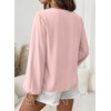 image:imageAstylish Womens Scalloped V Neck Ruffle Blouse Lantern Sleeves Tops Chiffon Office Work Trendy Dressy Blouses ShirtsPink