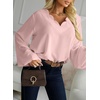 image:imageAstylish Womens Scalloped V Neck Ruffle Blouse Lantern Sleeves Tops Chiffon Office Work Trendy Dressy Blouses ShirtsPink