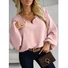 image:imageAstylish Womens Scalloped V Neck Ruffle Blouse Lantern Sleeves Tops Chiffon Office Work Trendy Dressy Blouses ShirtsPink