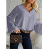 image:imageAstylish Womens Scalloped V Neck Ruffle Blouse Lantern Sleeves Tops Chiffon Office Work Trendy Dressy Blouses ShirtsSky Blue