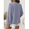 image:imageAstylish Womens Scalloped V Neck Ruffle Blouse Lantern Sleeves Tops Chiffon Office Work Trendy Dressy Blouses ShirtsSky Blue