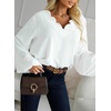 image:imageAstylish Womens Scalloped V Neck Ruffle Blouse Lantern Sleeves Tops Chiffon Office Work Trendy Dressy Blouses ShirtsWhite