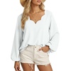 image:imageAstylish Womens Scalloped V Neck Ruffle Blouse Lantern Sleeves Tops Chiffon Office Work Trendy Dressy Blouses ShirtsWhite