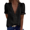 image:imageAstylish Womens 2023 Lace V Neck Tunic Tank Tops Casual Sleeveless Shirt BlouseU Black