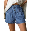 image:imageAstylish Womens High Waisted Shorts Jean Stretchy Casual Fashion Trendy Striped Button Front Denim ShortsAshleigh Blue