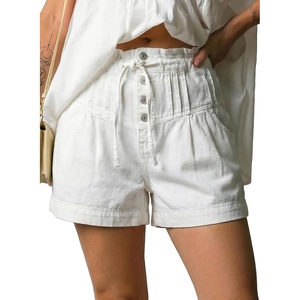 image:imageAstylish Womens High Waisted Shorts Jean Stretchy Casual Fashion Trendy Striped Button Front Denim ShortsWhite