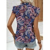 image:imageAstylish Womens 2026 Floral Chiffon Blouses V Neck Ruffle Sleeve Fitted Tops Boho Chic Tank ShirtsY Paisley Purple