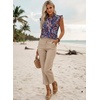image:imageAstylish Womens 2026 Floral Chiffon Blouses V Neck Ruffle Sleeve Fitted Tops Boho Chic Tank ShirtsY Paisley Purple