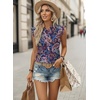 image:imageAstylish Womens 2026 Floral Chiffon Blouses V Neck Ruffle Sleeve Fitted Tops Boho Chic Tank ShirtsY Paisley Purple