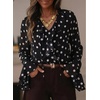 image:imageAstylish Womens Polka Dot Long Sleeve Blouse with Tie Neck Business Casual TopBlack