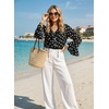 image:imageAstylish Womens Polka Dot Long Sleeve Blouse with Tie Neck Business Casual TopBlack