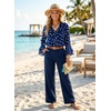 image:imageAstylish Womens Polka Dot Long Sleeve Blouse with Tie Neck Business Casual TopBlue