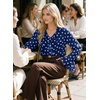 image:imageAstylish Womens Polka Dot Long Sleeve Blouse with Tie Neck Business Casual TopBlue