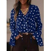 image:imageAstylish Womens Polka Dot Long Sleeve Blouse with Tie Neck Business Casual TopBlue
