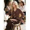 image:imageAstylish Womens Polka Dot Long Sleeve Blouse with Tie Neck Business Casual TopCoffee