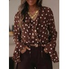 image:imageAstylish Womens Polka Dot Long Sleeve Blouse with Tie Neck Business Casual TopCoffee