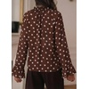 image:imageAstylish Womens Polka Dot Long Sleeve Blouse with Tie Neck Business Casual TopCoffee