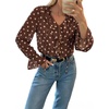 image:imageAstylish Womens Polka Dot Long Sleeve Blouse with Tie Neck Business Casual TopCoffee